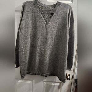 Gray Knit Sweater with Cutout Detail